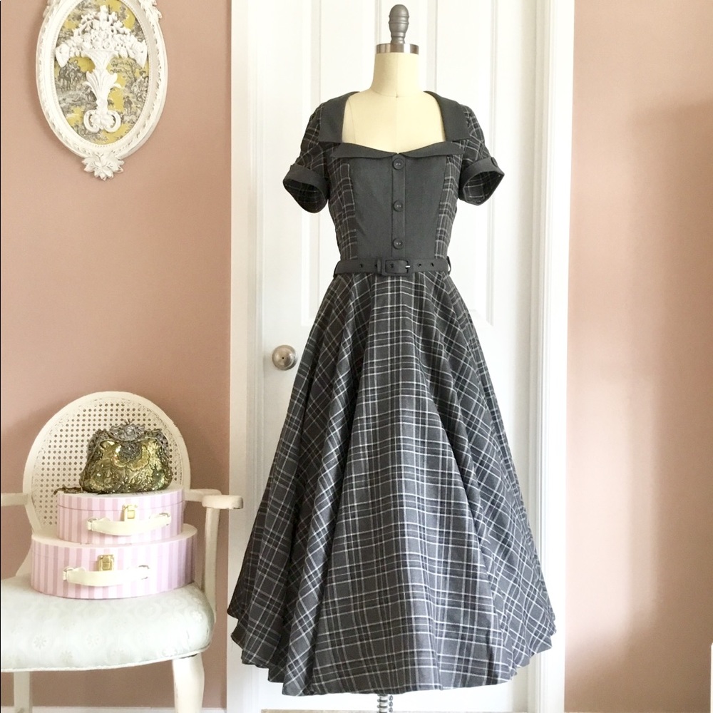 VOODOO VIXEN Ella Tartan Plaid Flare Dress